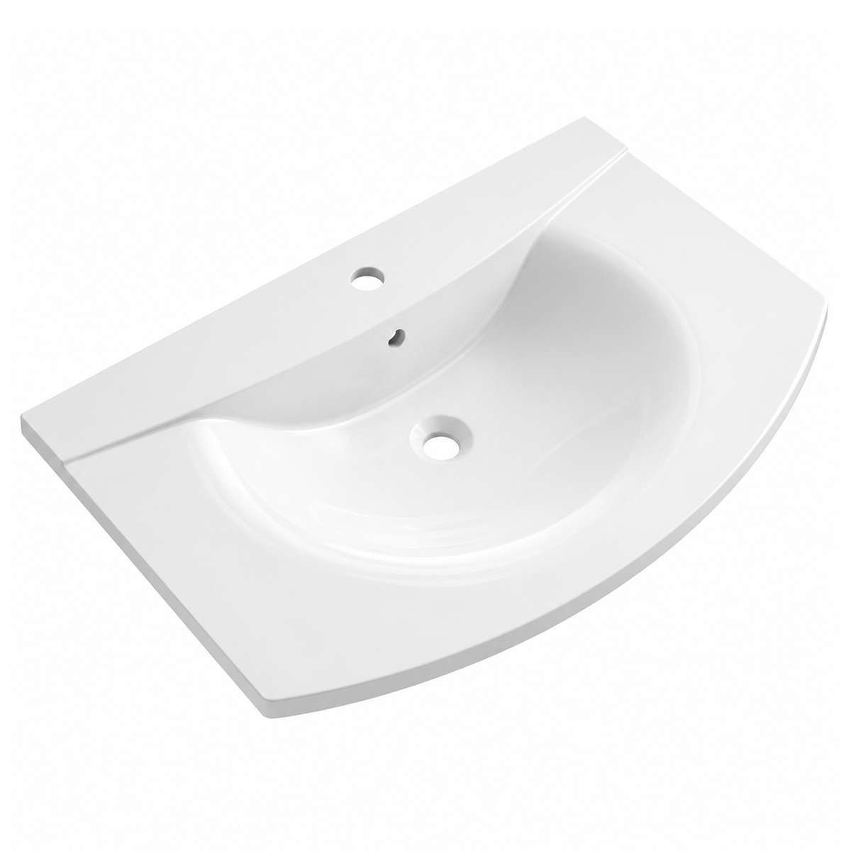 Slim Solid Surface Vanity Top with Rounded D-Bowl, 798mm RSY798 – 798 × 340 × 155 mm