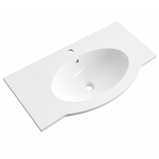 Solid Surface Integrated Oval Vanity-Top Basin, Single Faucet Hole RSY917 – 917 × 500 × 170 mm