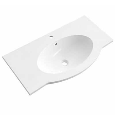 Solid Surface Integrated Oval Vanity-Top Basin, Single Faucet Hole RSY917 – 917 × 500 × 170 mm