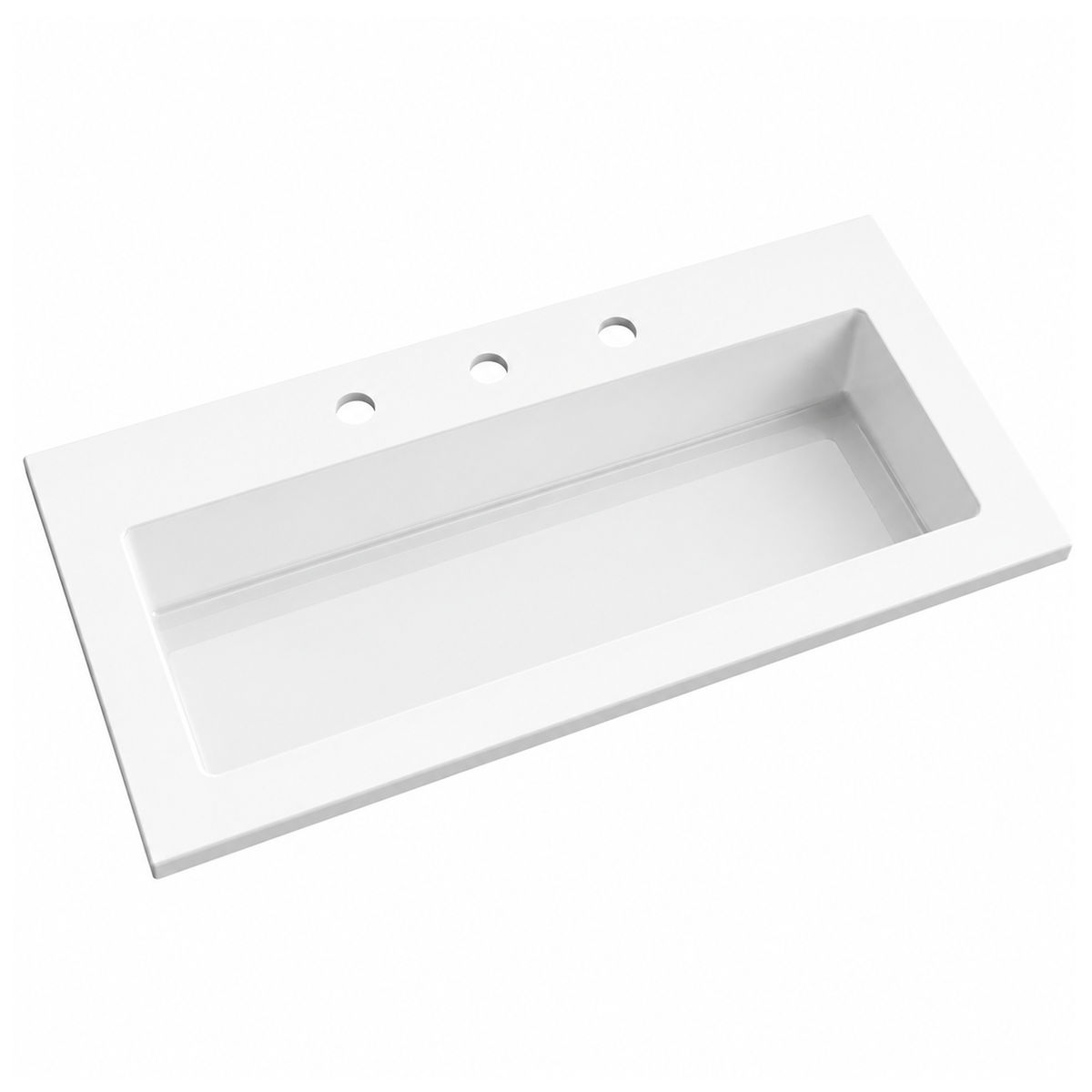 Solid Surface Rectangular Drop-In Vanity Basin with Integrated Deck RSYC810 – 810 × 465 × 170 mm