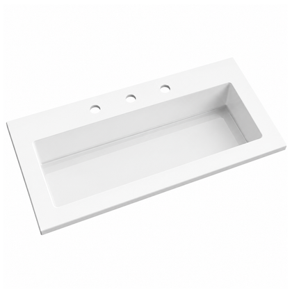 Solid Surface Rectangular Drop-In Vanity Basin with Integrated Deck RSYC810 – 810 × 465 × 170 mm