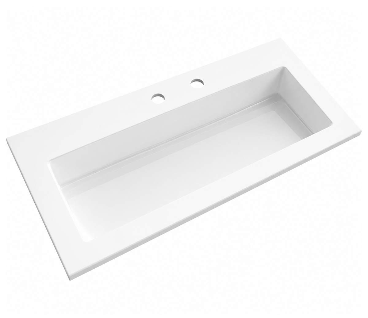 Solid Surface Rectangular Drop-In Vanity Basin with Integrated Deck RSYC910 – 910 × 465 × 170 mm