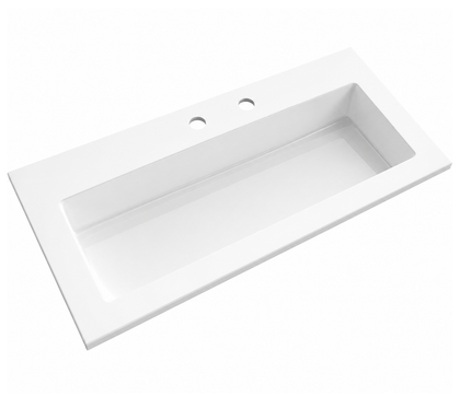 Solid Surface Rectangular Drop-In Vanity Basin with Integrated Deck RSYC910 – 910 × 465 × 170 mm