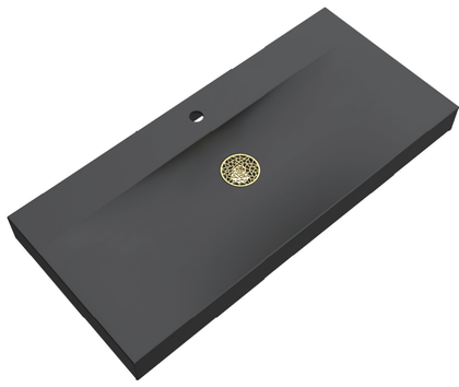 Matte Black Solid Surface Rectangular Vessel Basin with Single Tap Hole RSYS1010 – 1010 × 465 × 88 mm