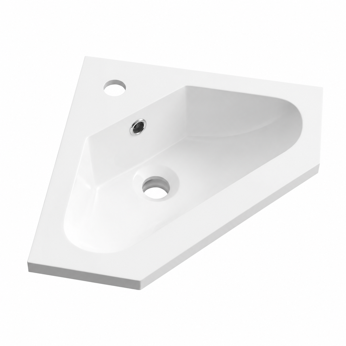 Small Corner Solid Surface Wall Basin with Sloped Channel Bowl, 385mm RSZ385 – 385 × 385 × 165 mm