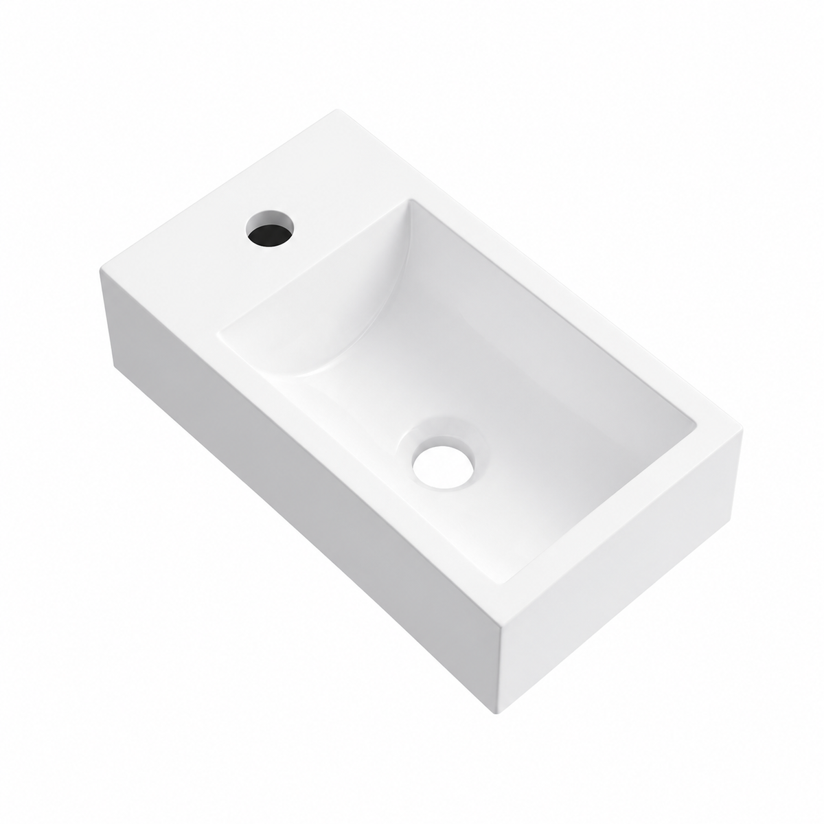 Compact Rectangular Solid Surface Vessel Basin with Offset Tap Hole RSZ400 – 400 × 222 × 100 mm