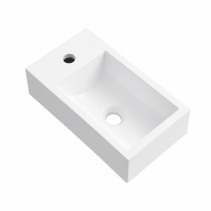 Compact Rectangular Solid Surface Vessel Basin with Offset Tap Hole RSZ400 – 400 × 222 × 100 mm