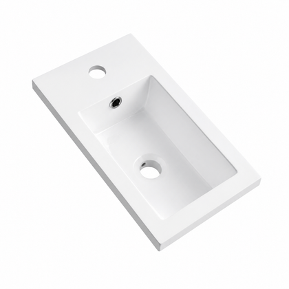 Compact Matte White Solid Surface Vanity Basin with Integral Countertop RSZ401 – 425 × 245 × 130 mm