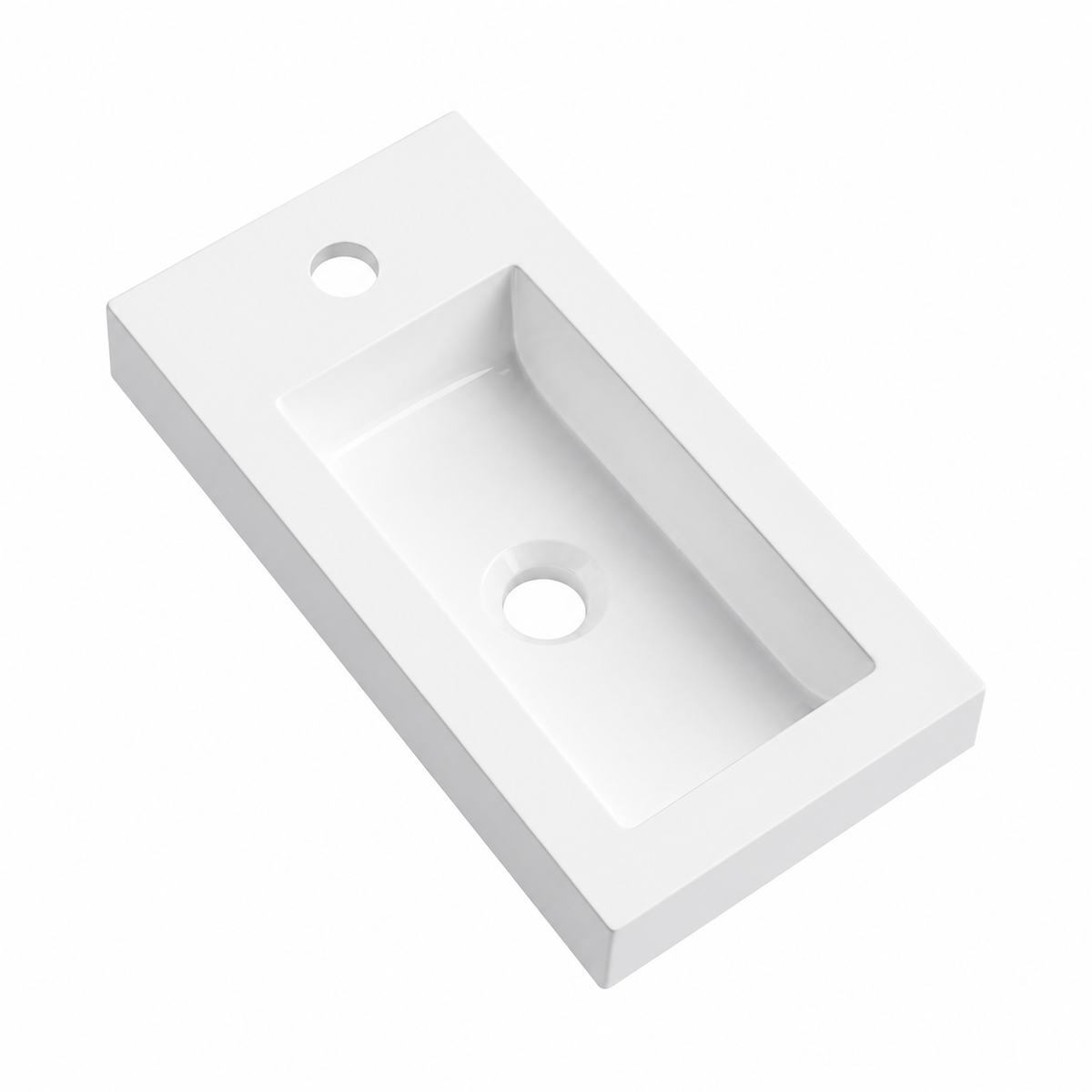 Compact Matte White Solid Surface Vanity Basin with Integral Countertop RSZ440 – 440 × 230 × 80 mm