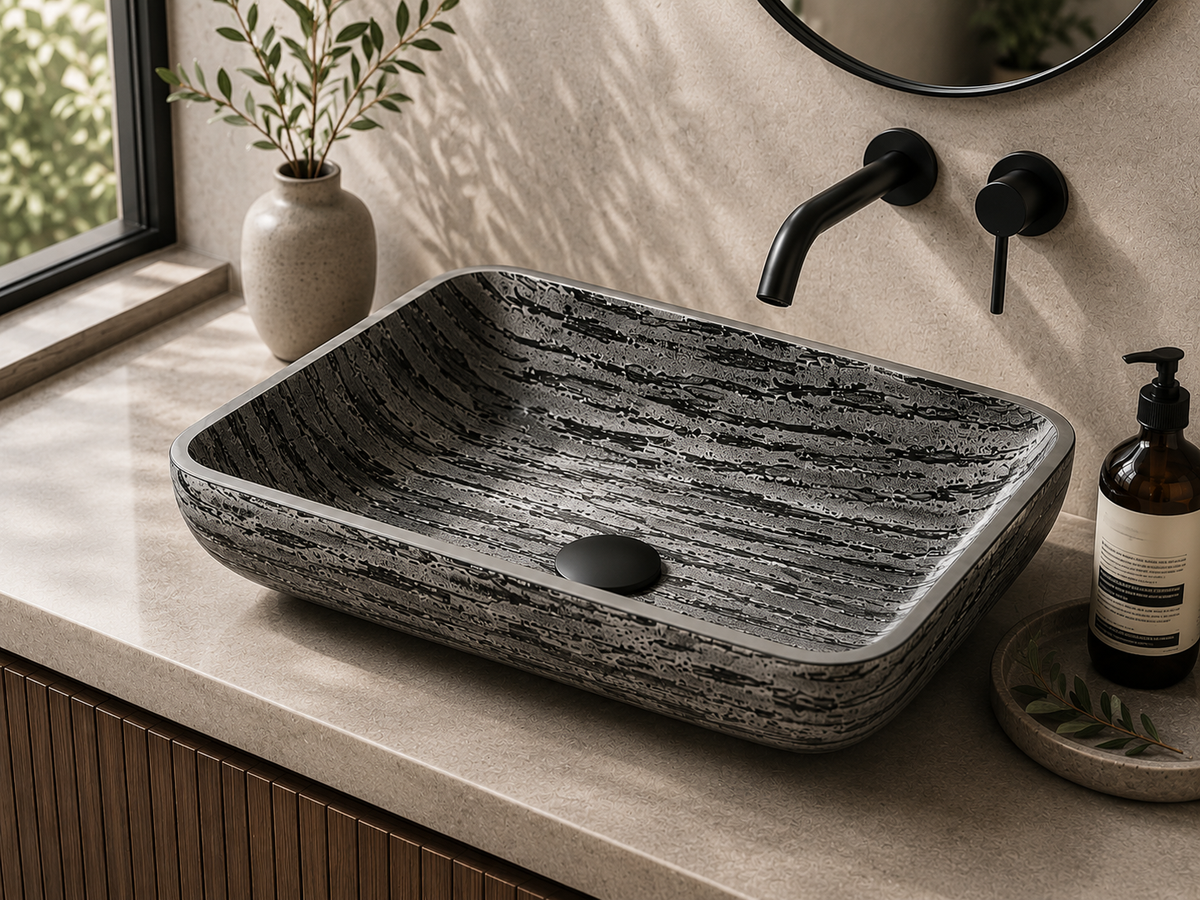 Rectangular Glass Vessel Bathroom Sink GL018 — SANIKB