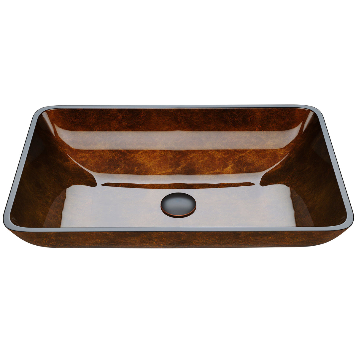 Russet Rectangular Glass Vessel Bathroom Sink GL014 — SANIKB