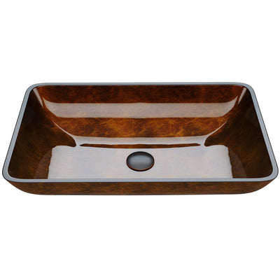 Russet Rectangular Glass Vessel Bathroom Sink GL014 — SANIKB