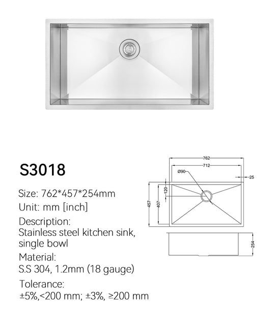 SANIKB Undermount Kitchen Sink S3018