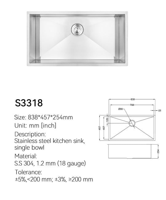 SANIKB Undermount Kitchen Sink S3318