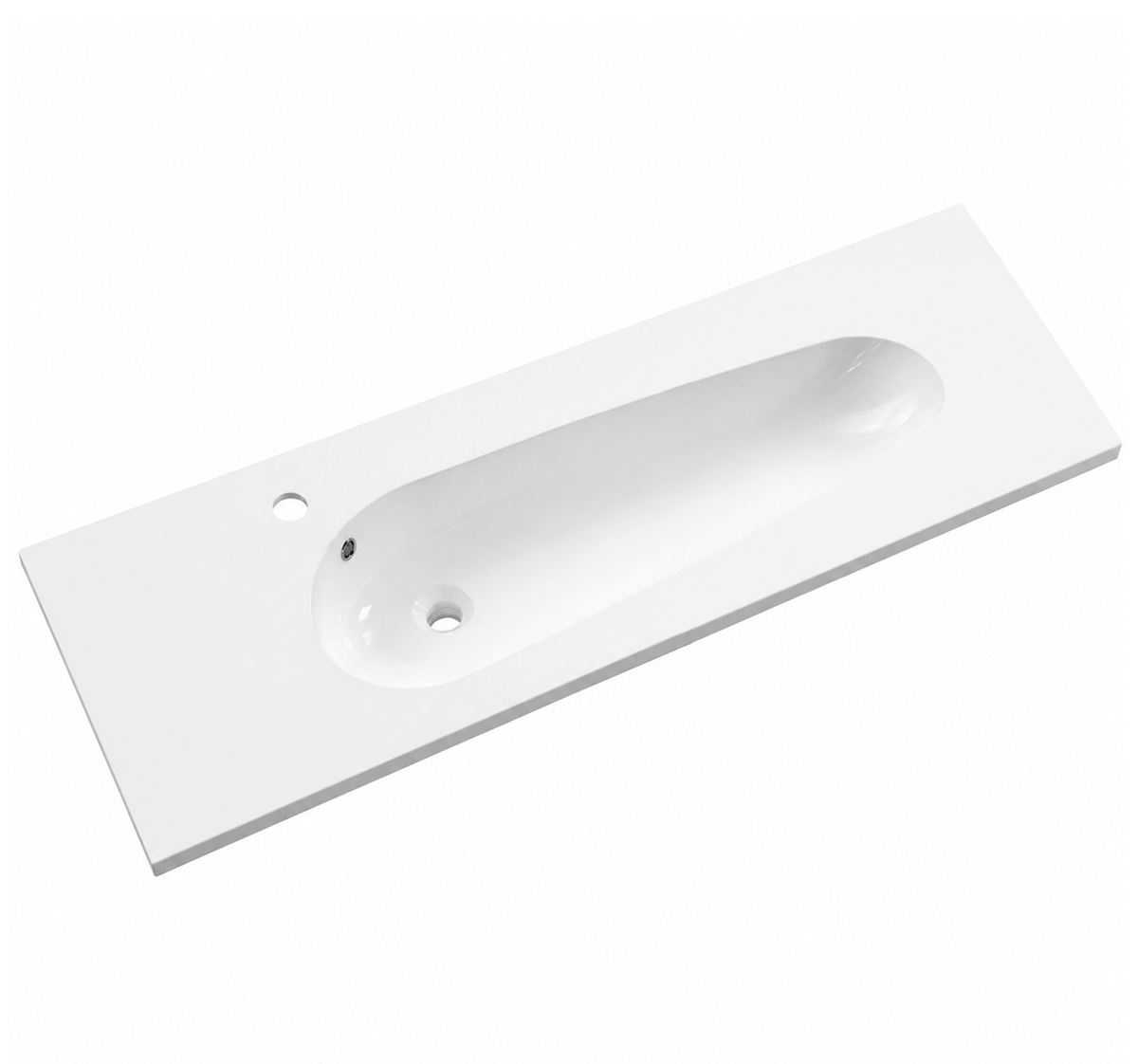 Solid Surface Teardrop Integrated Vanity Basin with Single Faucet Hole SD1510 – 1510 × 462 × 168 mm