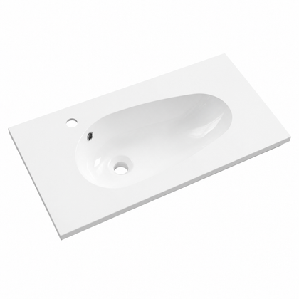Solid Surface Teardrop Integrated Vanity Basin with Single Faucet Hole SD810 – 810 × 462 × 168 mm