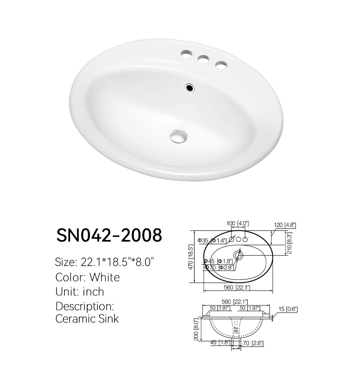 SN042-2008 Drop-In Basin