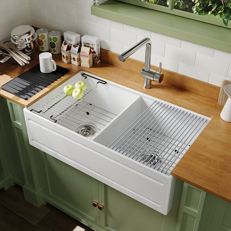 36 Double Bowl Farmhouse Sink – Farmhouse Apron Kitchen Sink | SANIKB SN102W3620D