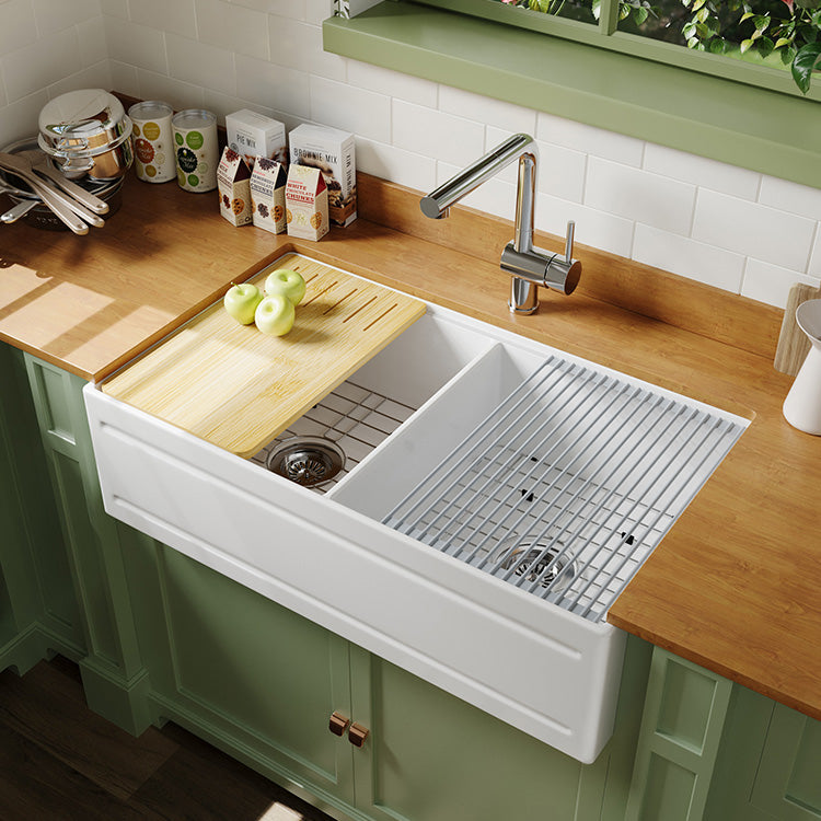 36 Double Bowl Farmhouse Sink – Farmhouse Apron Kitchen Sink | SANIKB SN102W3620D