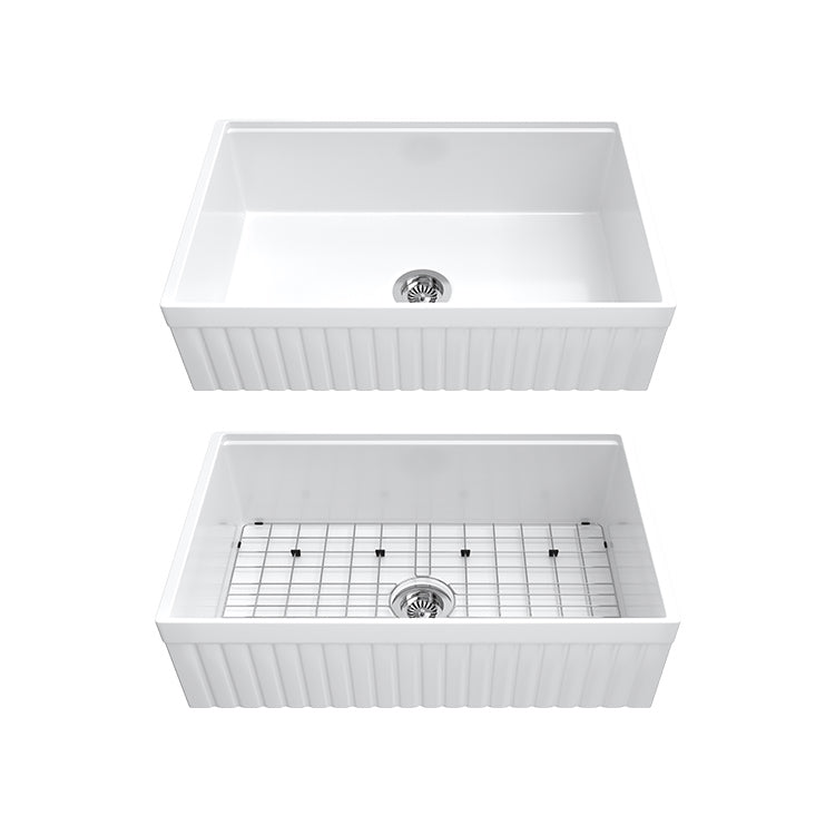 33 Inch Short Apron Farmhouse Sink – Fireclay Undermount Sink | SANIKB SN103W3320