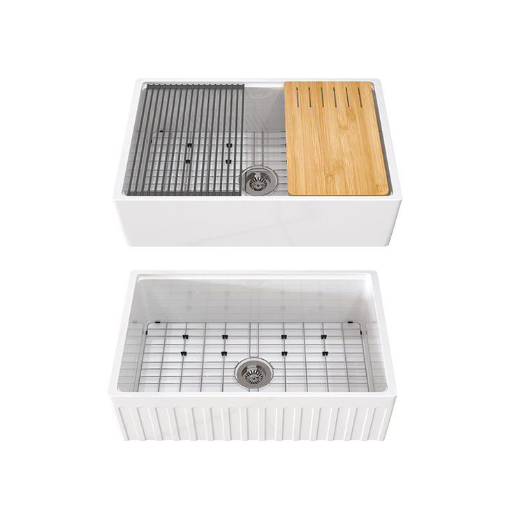 33 Inch Farmhouse Workstation Sink – Corner Apron Front | Model SN104W3320