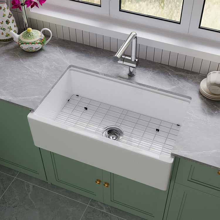 SANIKB SN106W3320 Fireclay Workstation Farmhouse Sink