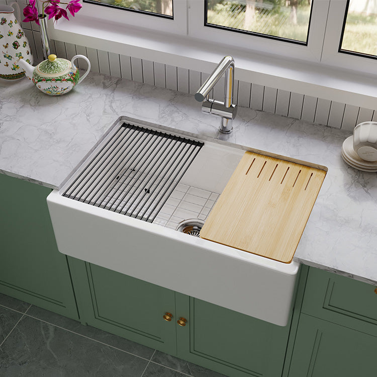 SANIKB SN106W3320 Fireclay Workstation Farmhouse Sink