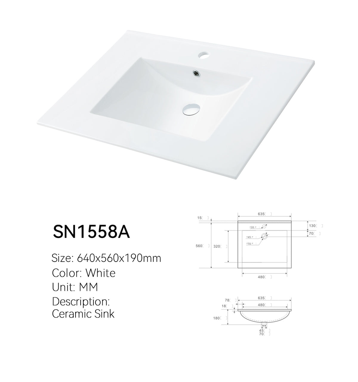 SN1558 Series Cabinet Basin