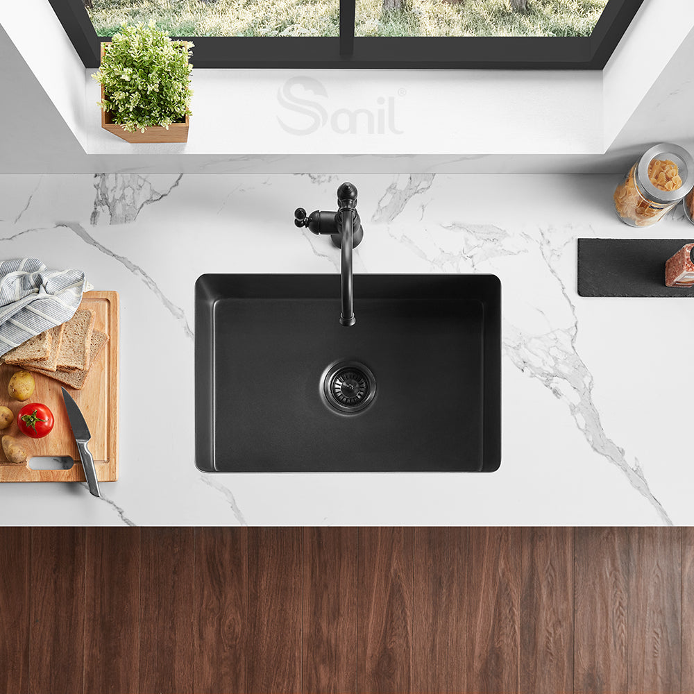 27 Inch Farmhouse Sink White – Apron Front | SANIKB SN2719S