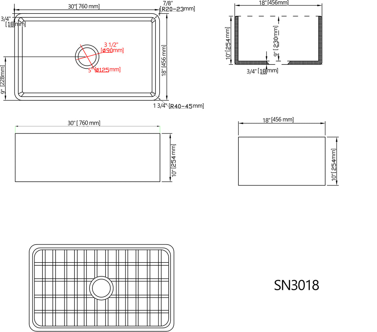 SANIKB SN3018 Fireclay 30 Inch Apron Front Utility Kitchen Sink