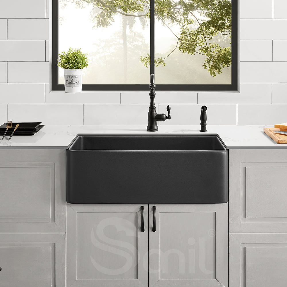 Black Farmhouse Kitchen Sink – Deep Farmhouse Kitchen Sink | SANIKB SN3618