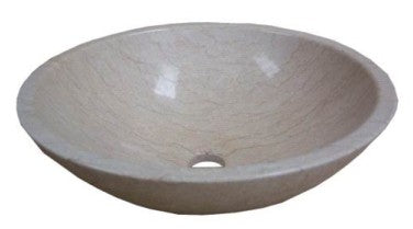 Round natural stone beige bathroom vessel basin SP008