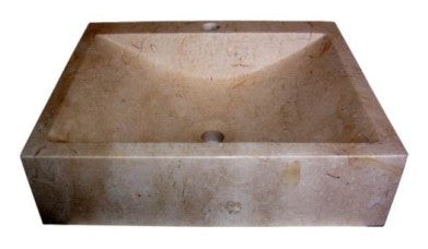 Rectangular natural stone beige bathroom vessel basin SP099