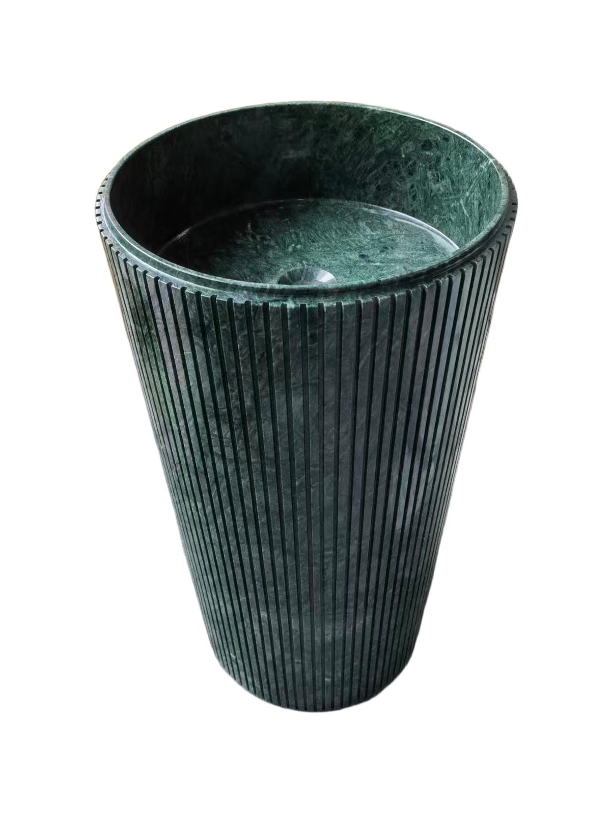 Fluted natural stone green bathroom pedestal basin SP1009