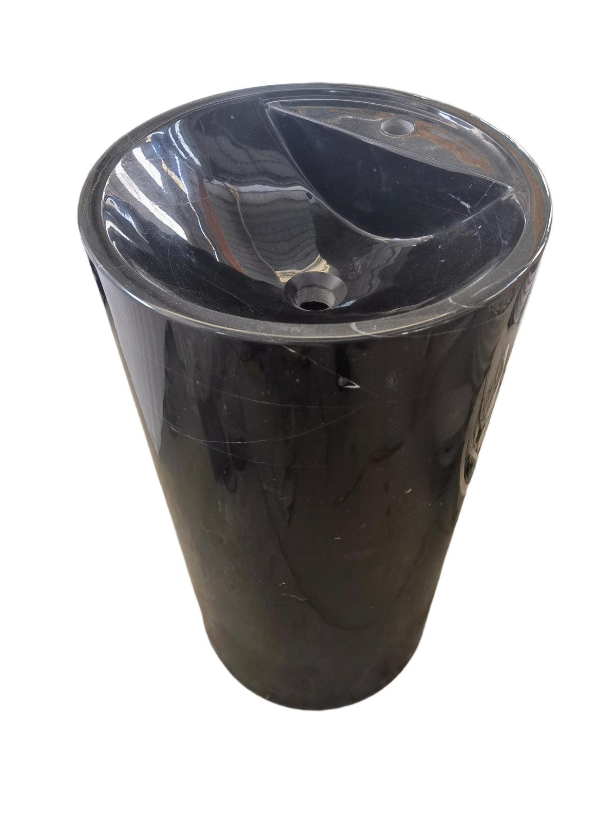Cylinder natural stone black bathroom pedestal basin SP1015