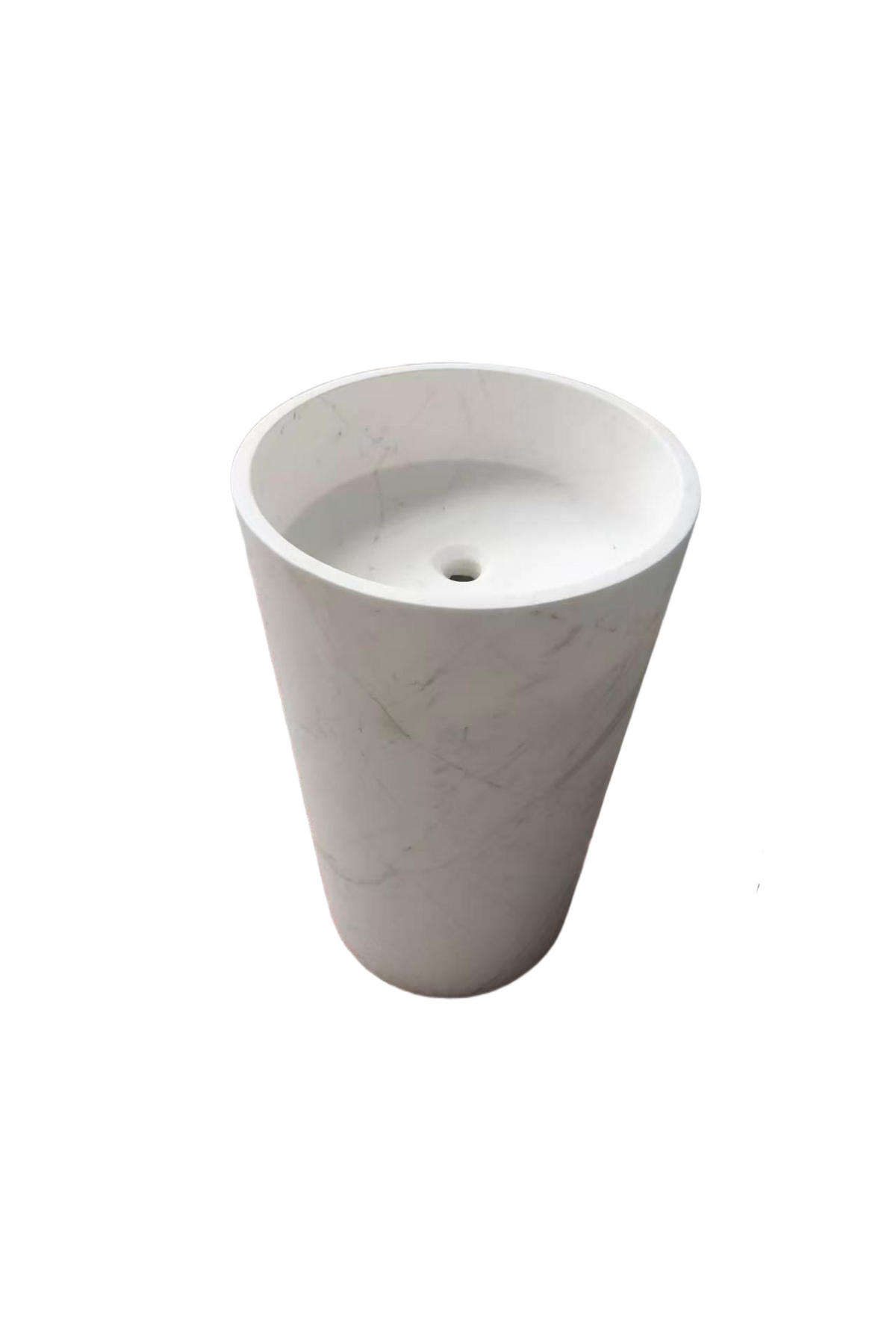 Cylinder natural stone white bathroom pedestal basin SP1022