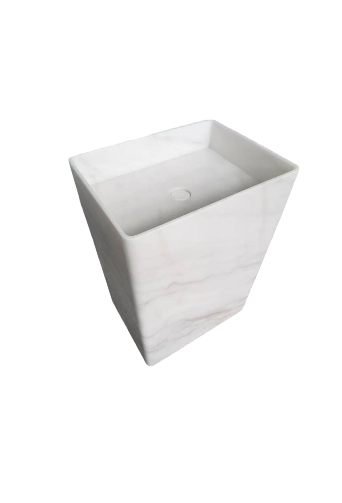 Square natural stone white bathroom pedestal basin SP1043