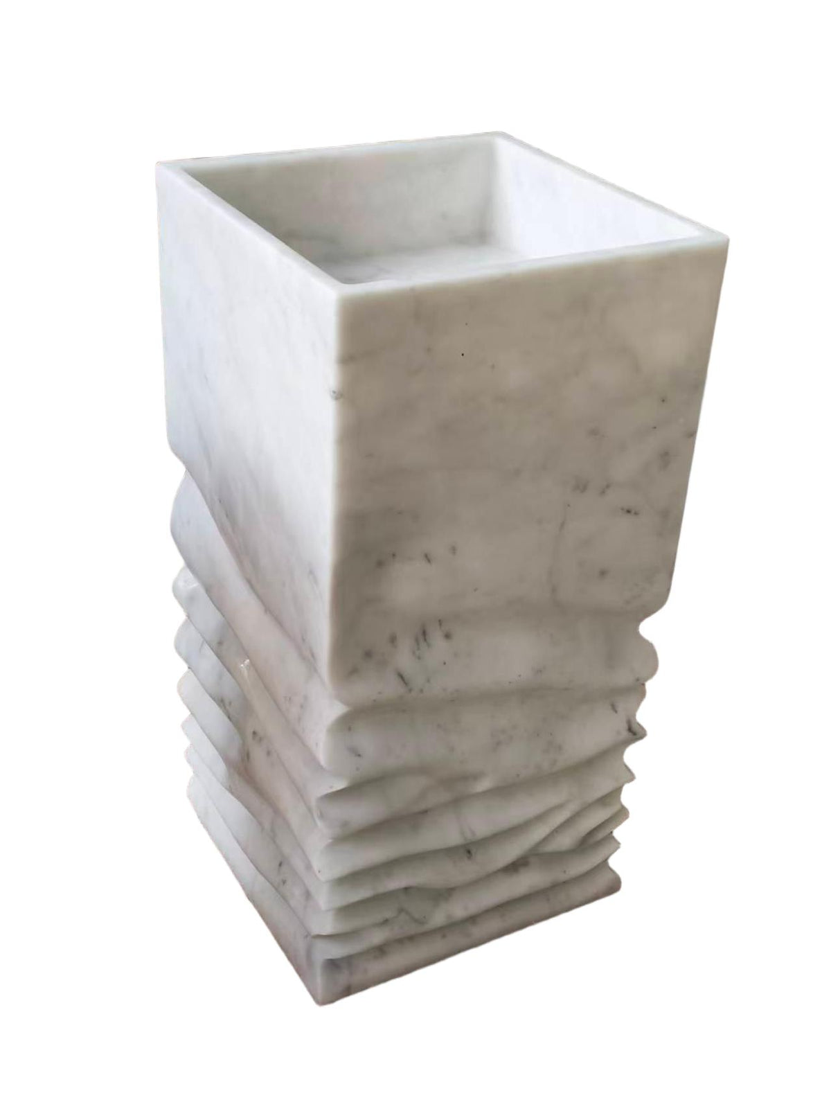 Carved natural stone white bathroom pedestal basin SP1044