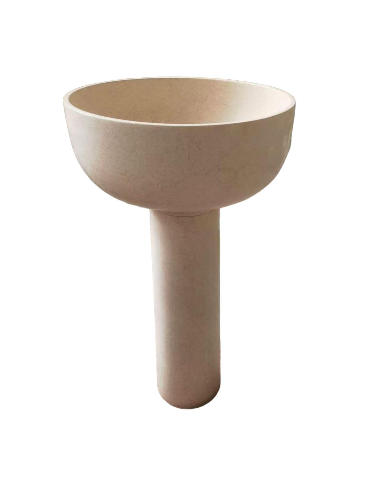 Flared natural stone beige bathroom pedestal basin SP1058