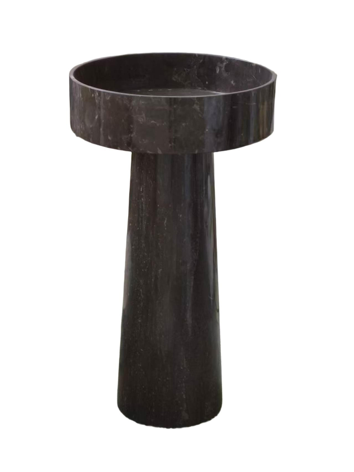 Flared natural stone black bathroom pedestal basin SP1062