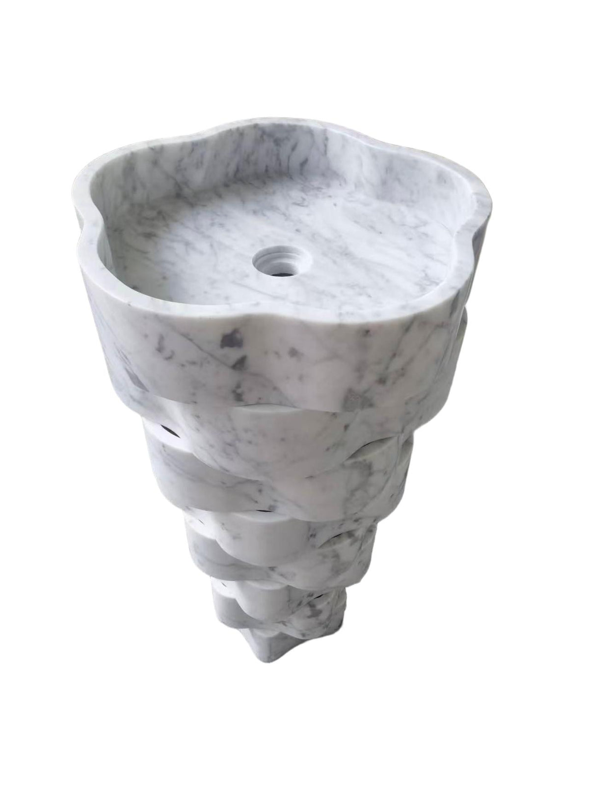 Carved natural stone white bathroom pedestal basin SP1067