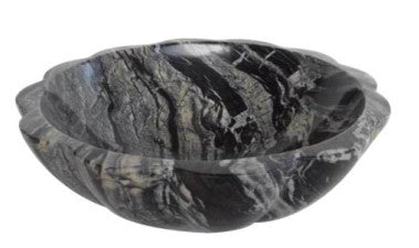 Round natural stone black bathroom vessel basin SP241