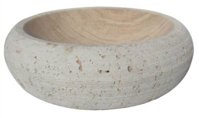 Round natural stone beige bathroom vessel basin SP247