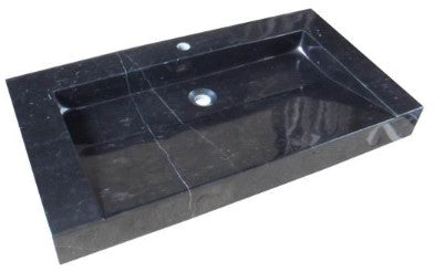 Rectangular natural stone black bathroom vessel basin SP275