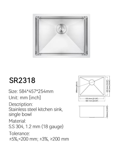 SANIKB Undermount Kitchen Sink SR2318