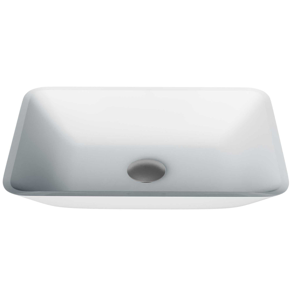White Frosted Rectangular Glass Vessel Bathroom Sink GL023 — SANIKB