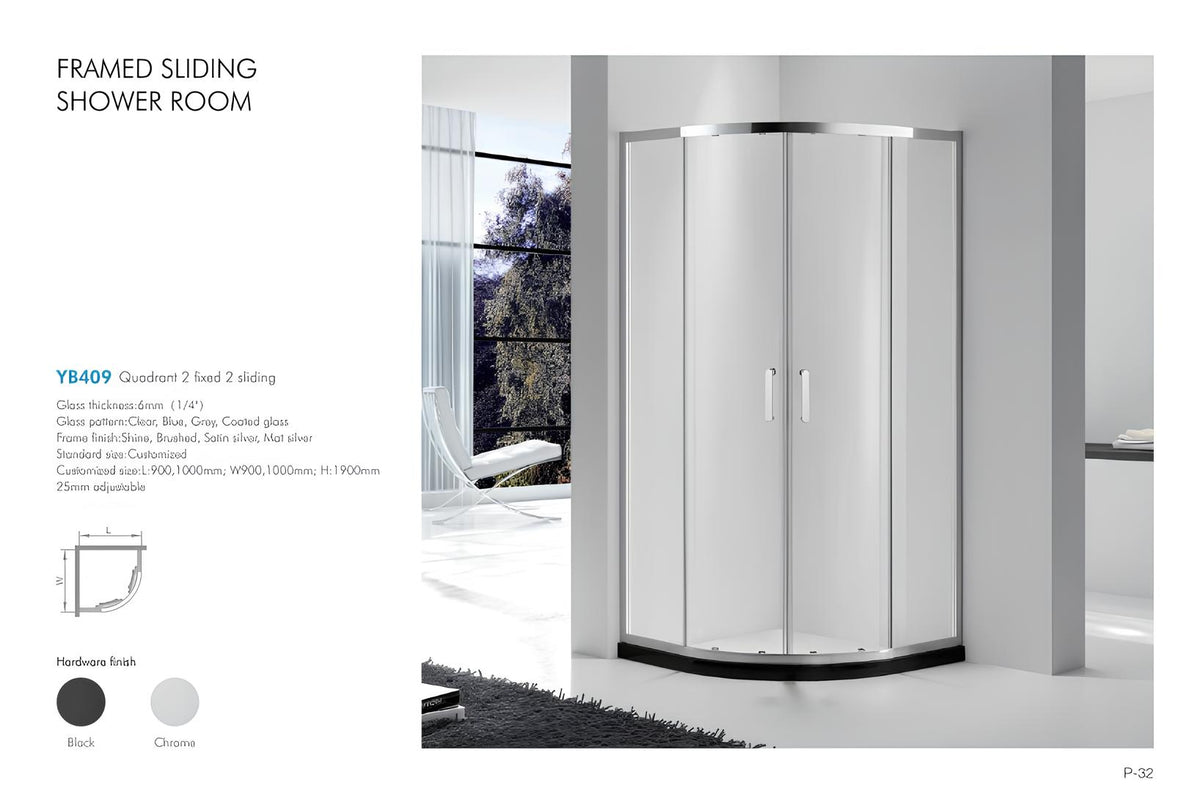 SANIKB Y-Series Framed Sliding Shower Enclosure