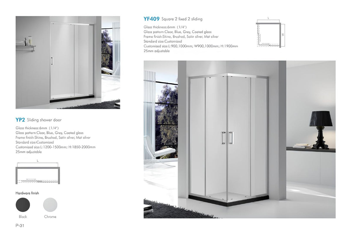 SANIKB Y-Series Framed Sliding Shower Enclosure