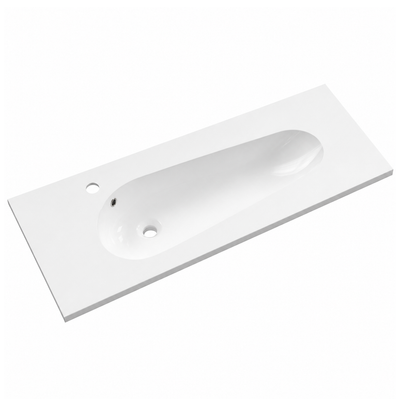 Slim Oval Solid Surface Vanity Top Basin with Integrated Shallow Bowl YSD1210 – 1210 × 460 × 168 mm