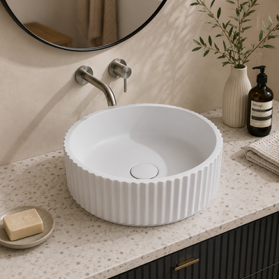 Fluted Round Concrete Vessel Basin C0052 — SANIKB
